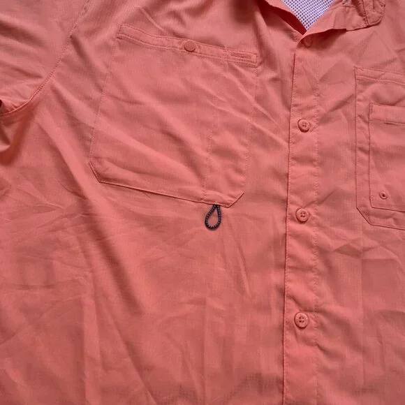 Columbia Sportswear PFG Button Performance Fishing Gear Shirt Orange Mens XL - Picture 6 of 12